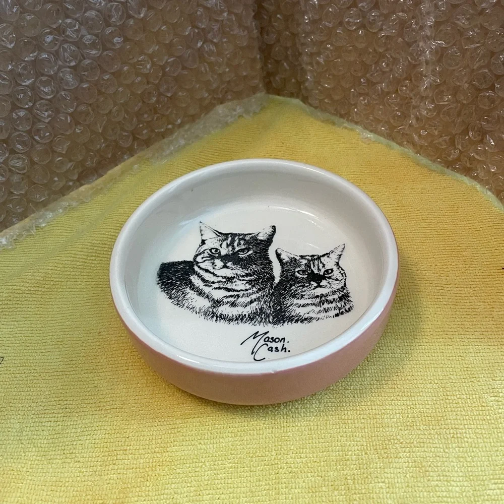 Cat Bowl by Mason Cash. Pink and white